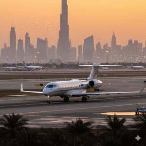 Modern private jet ready for takeoff for a Private Aviation Company UAE.